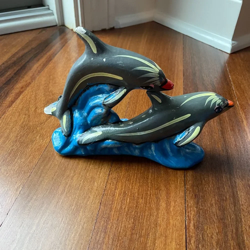 Mexico Folk Art - Turtle Trinket box and Jumping Dolphins figure